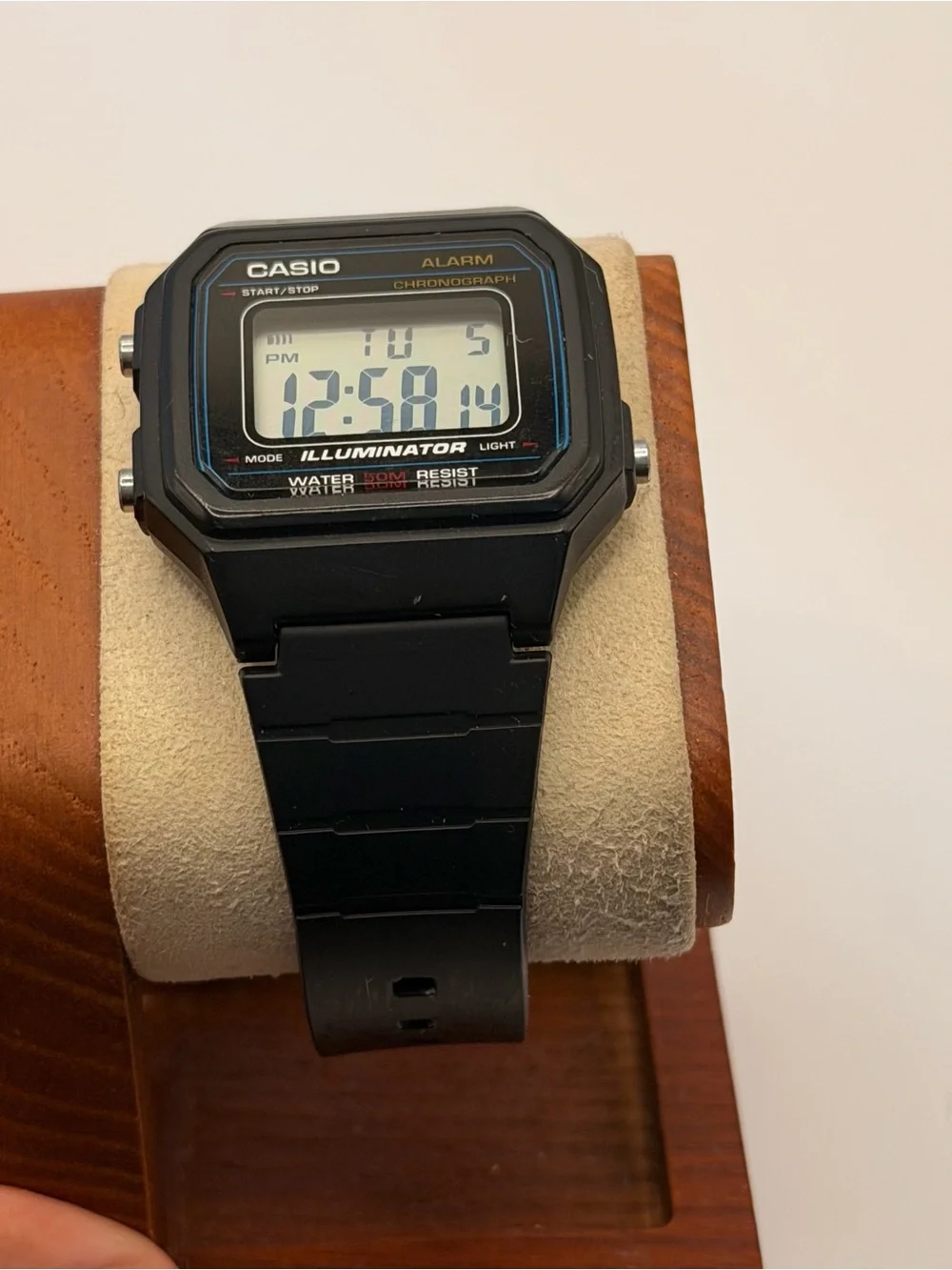 Casio W217H-1AV, 50 Meter Chronograph Watch,Alarm, Black Resin, Illuminator